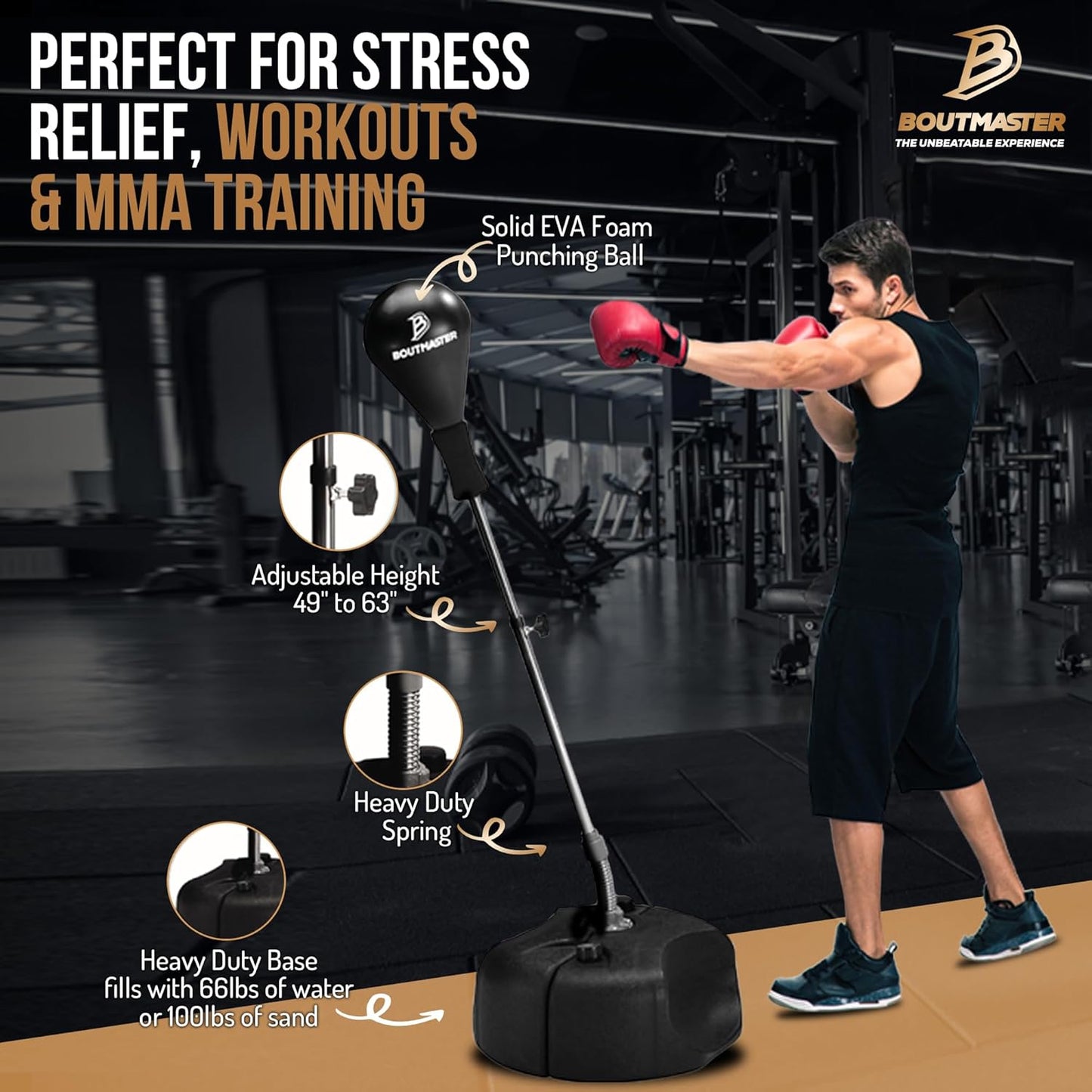 Höhenverstellbarer Punching Bag mit Standfuss, Pro