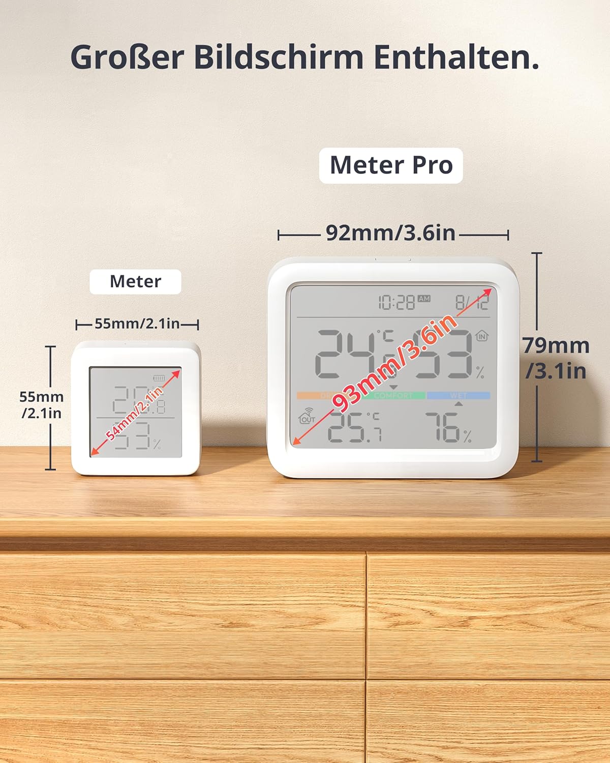 Temperatursensor mit Datum/Wettervorhersage/Intelligenter Warnung