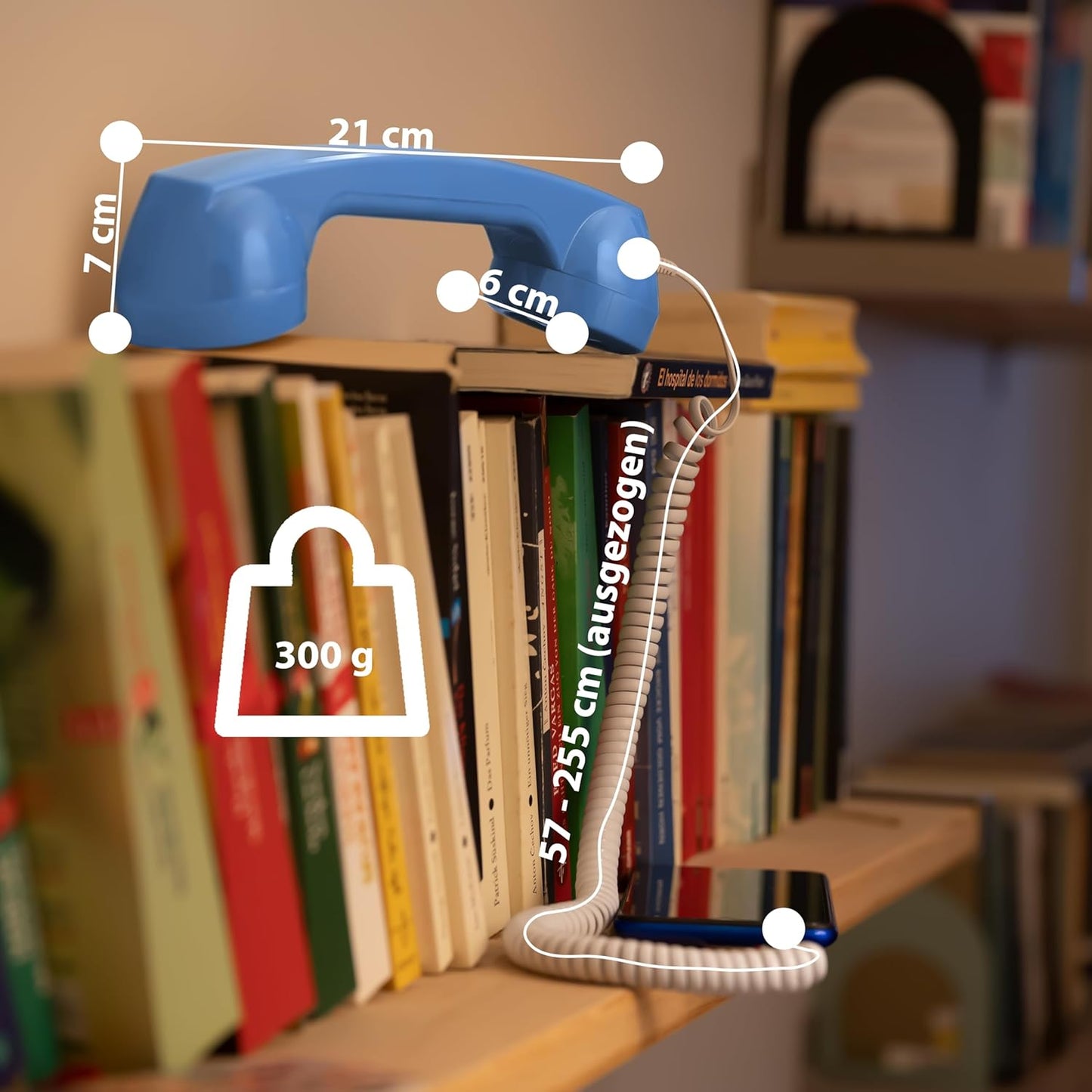 Retro Telefonhörer für iPhone mit Lightning-Anschluss, für iPhone mit Lightning Azur