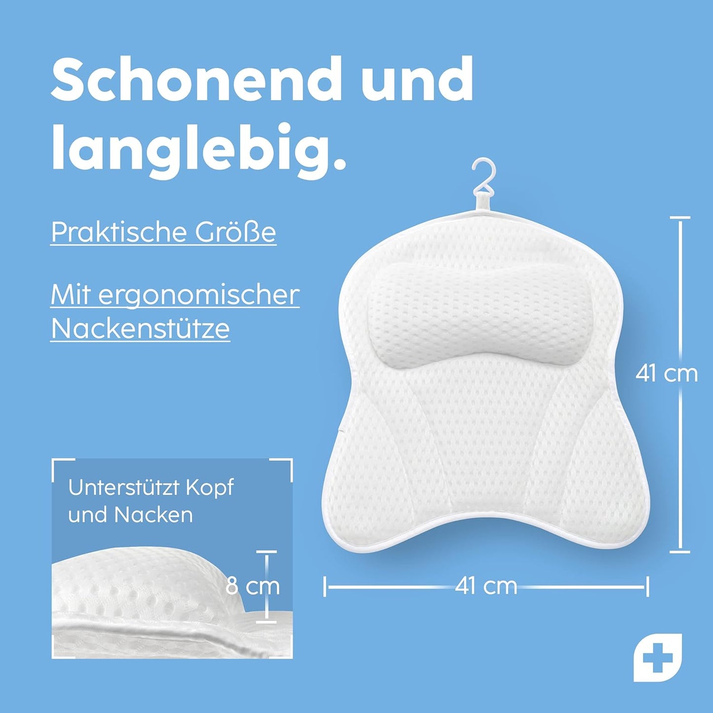 Badewannenkissen mit Saugnäpfen, Weiß