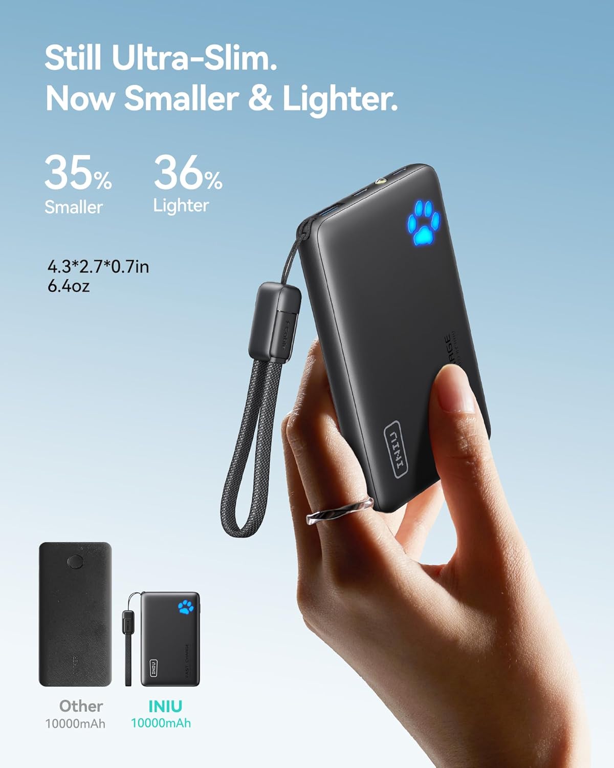Powerbank P41 mit PD3.0 und Taschenlampe, Blau