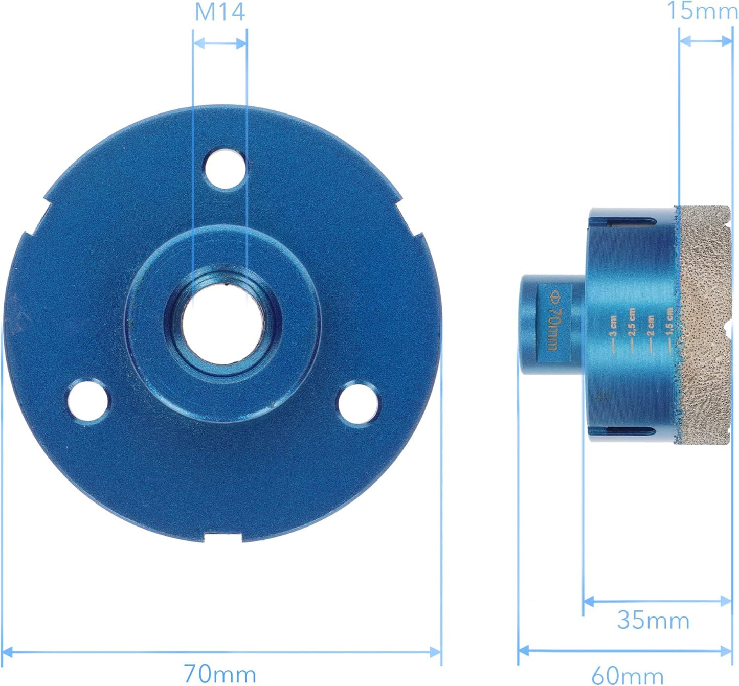 Fliesenbohrer für Winkelschleifer, 70mm