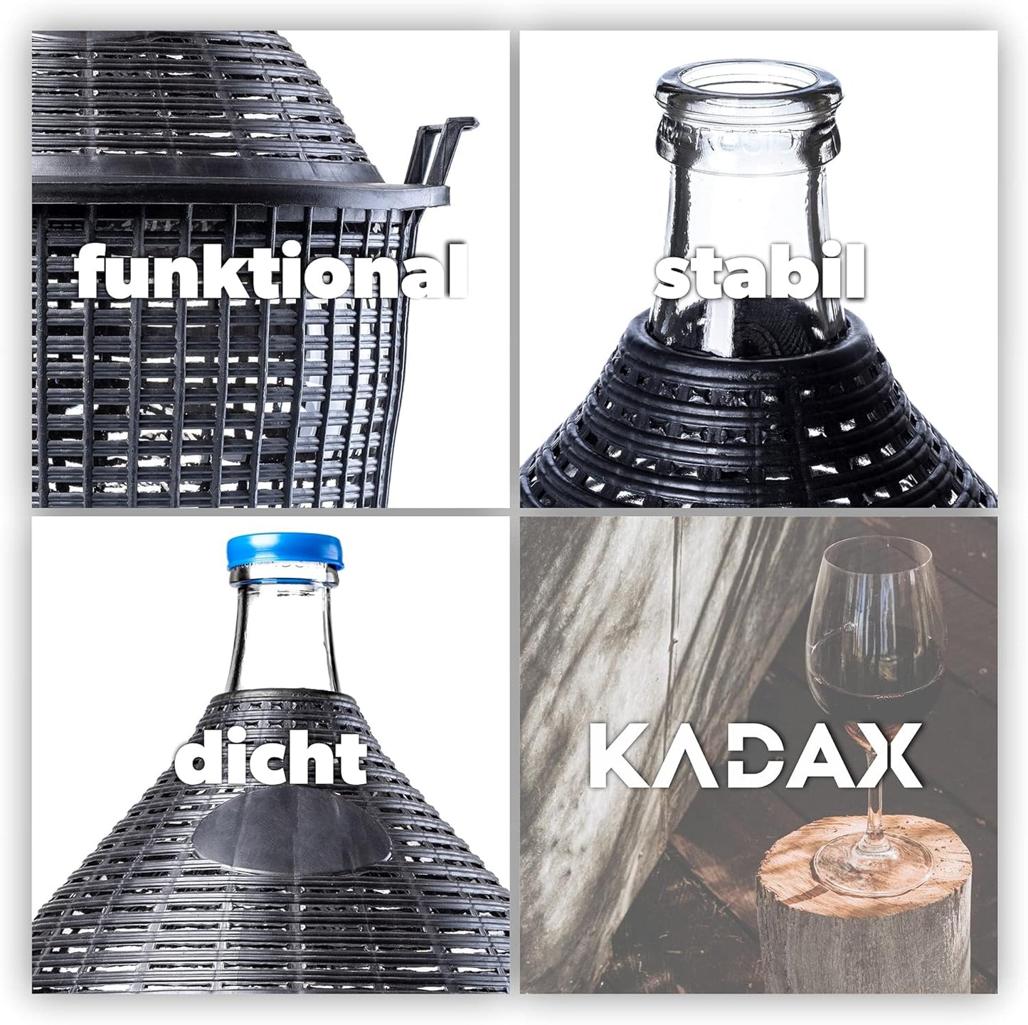 Glasballon-Set mit Gärzubehör, 15L Glas Gärröhrchen