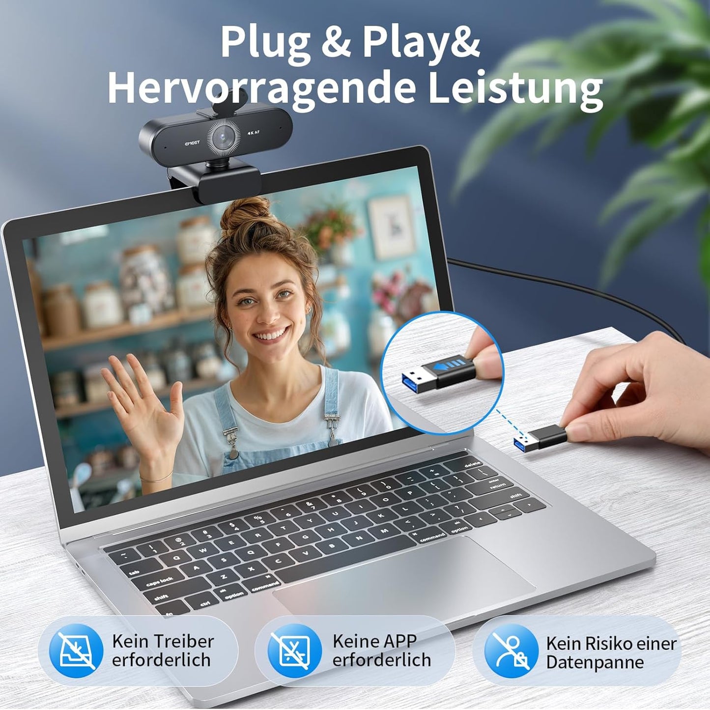 Nova 4K Webcam mit Rauschunterdrückungs-Mikrofonen