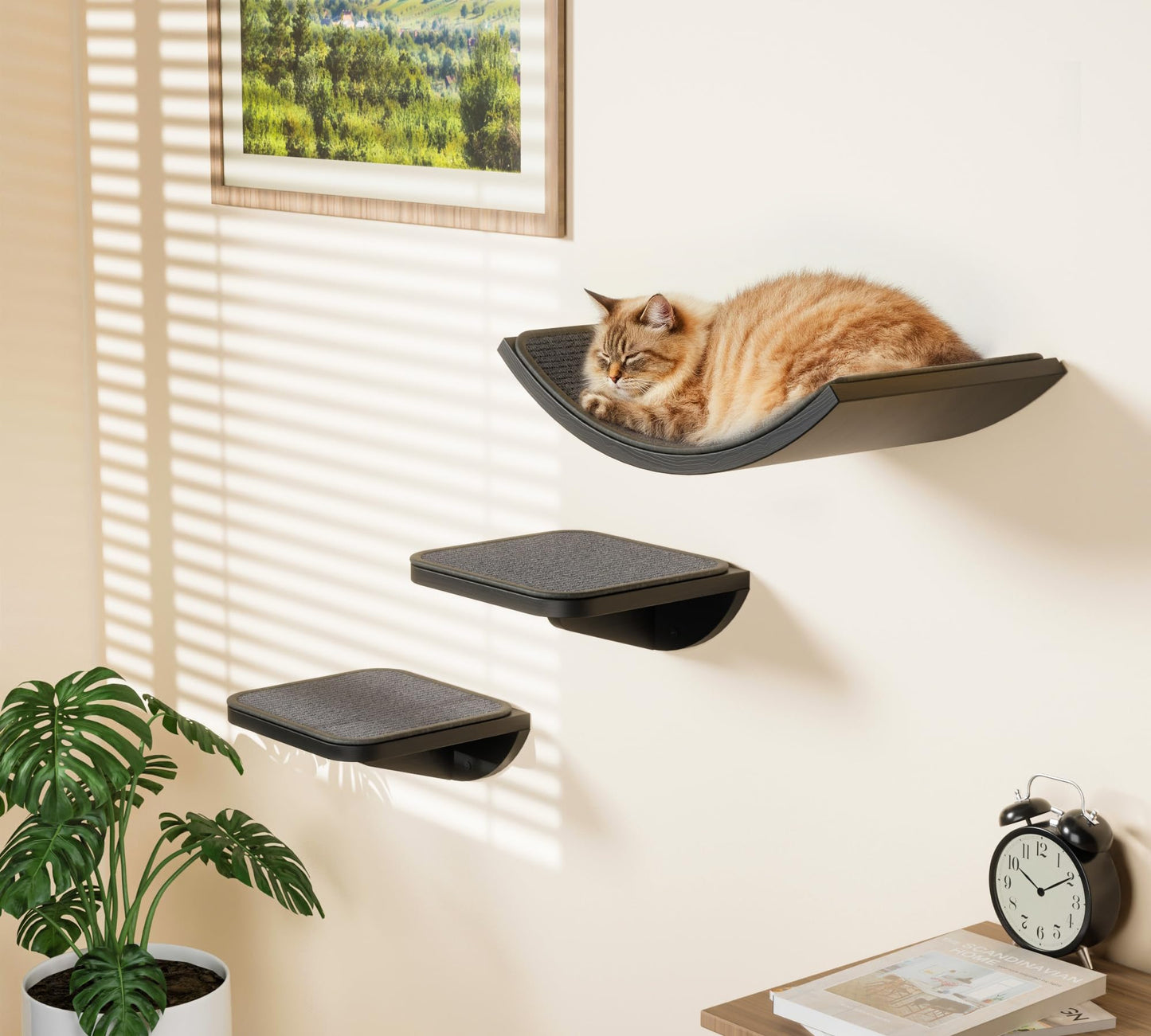 3er-Set Katzen-Kletterwand mit Treppen und Plattformen, Gray 2PC Pedal + 1PC Katze Wandregal