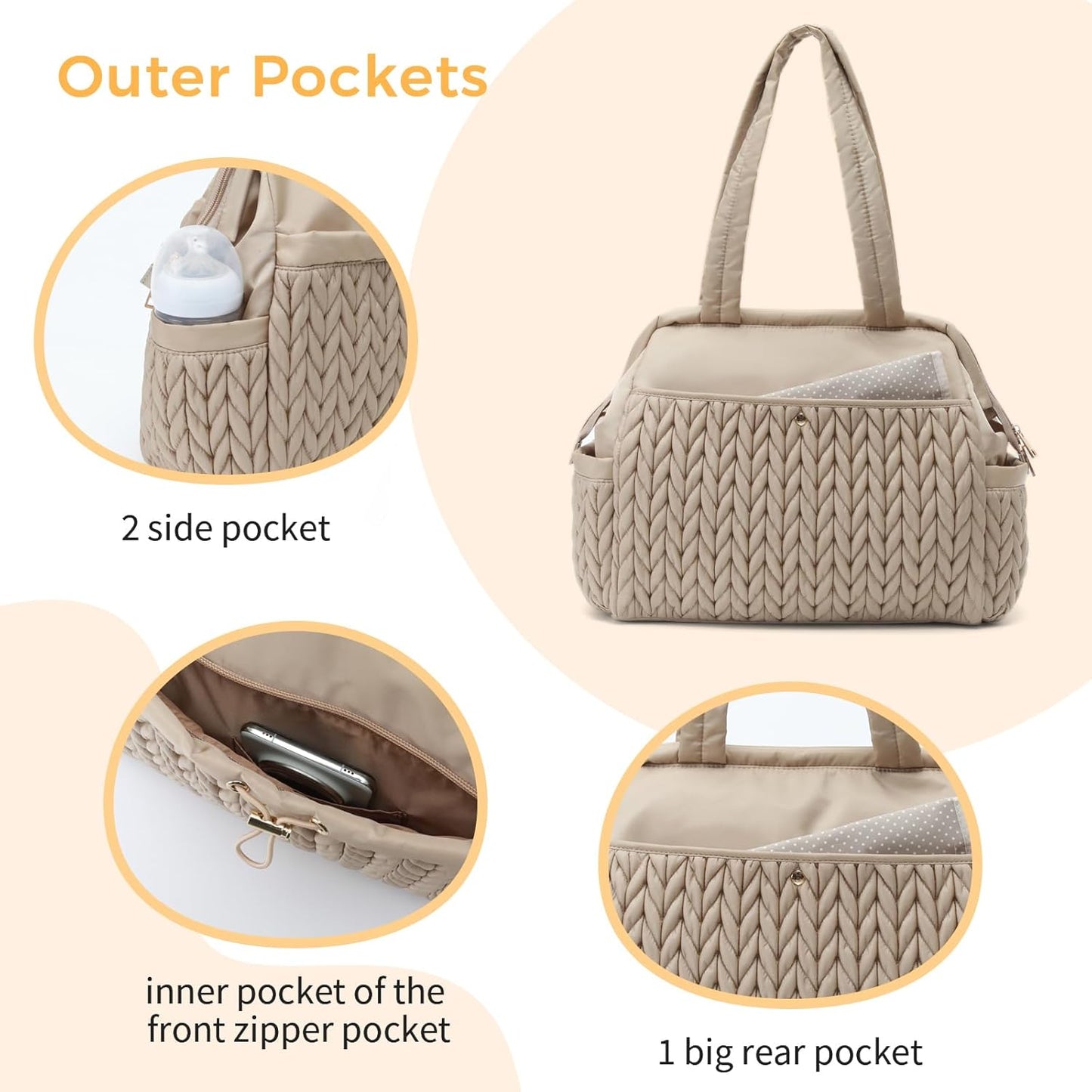 Wickeltasche, Beige