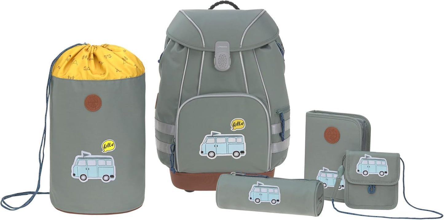 Schulranzen-Set Adventure Bus, Grün