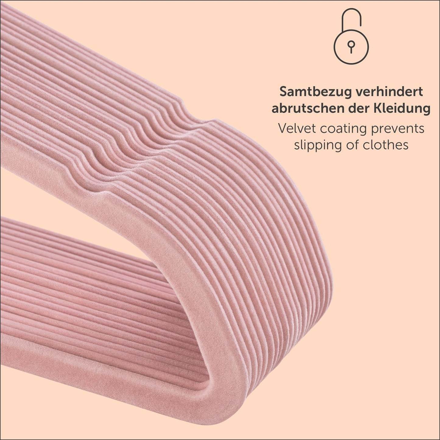 50-teiliges Kleiderbügel Set, 50 Stück / Rosa