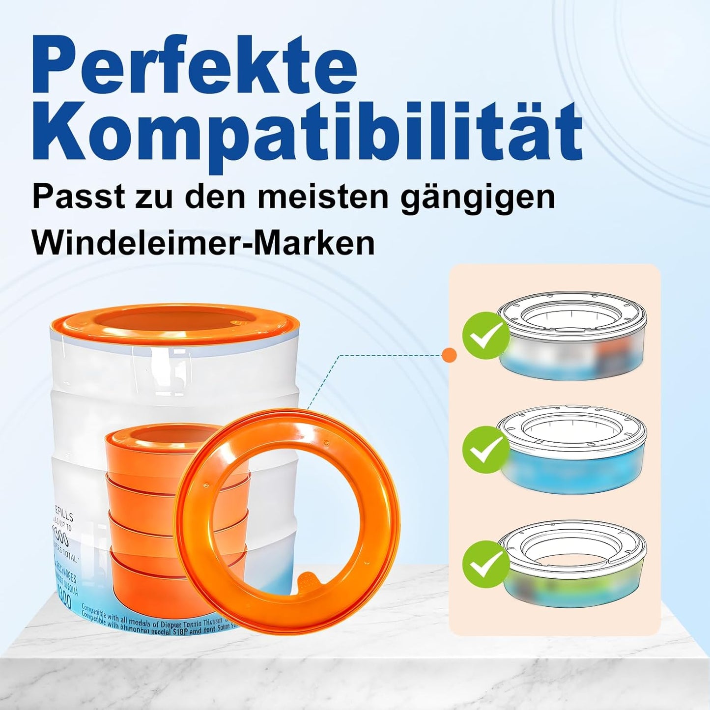 Runde Nachfüllkassetten für Windeleimer, 4 Stück