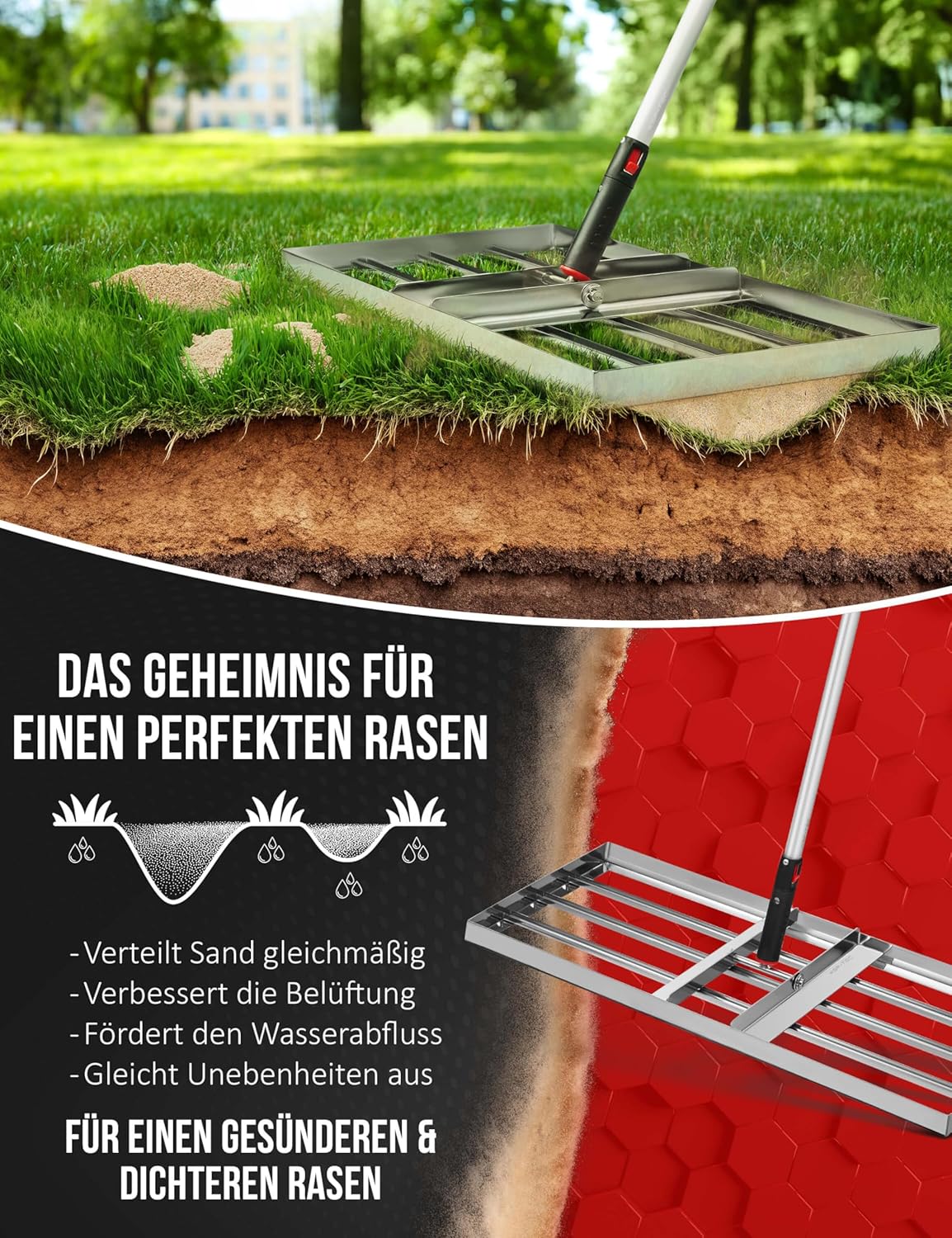 Rasenrakel Edelstahl 75 x 35 cm