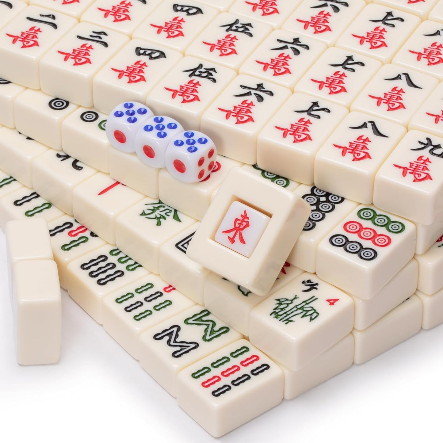Mahjong-Set mit 146 Spielsteinen, Ecru