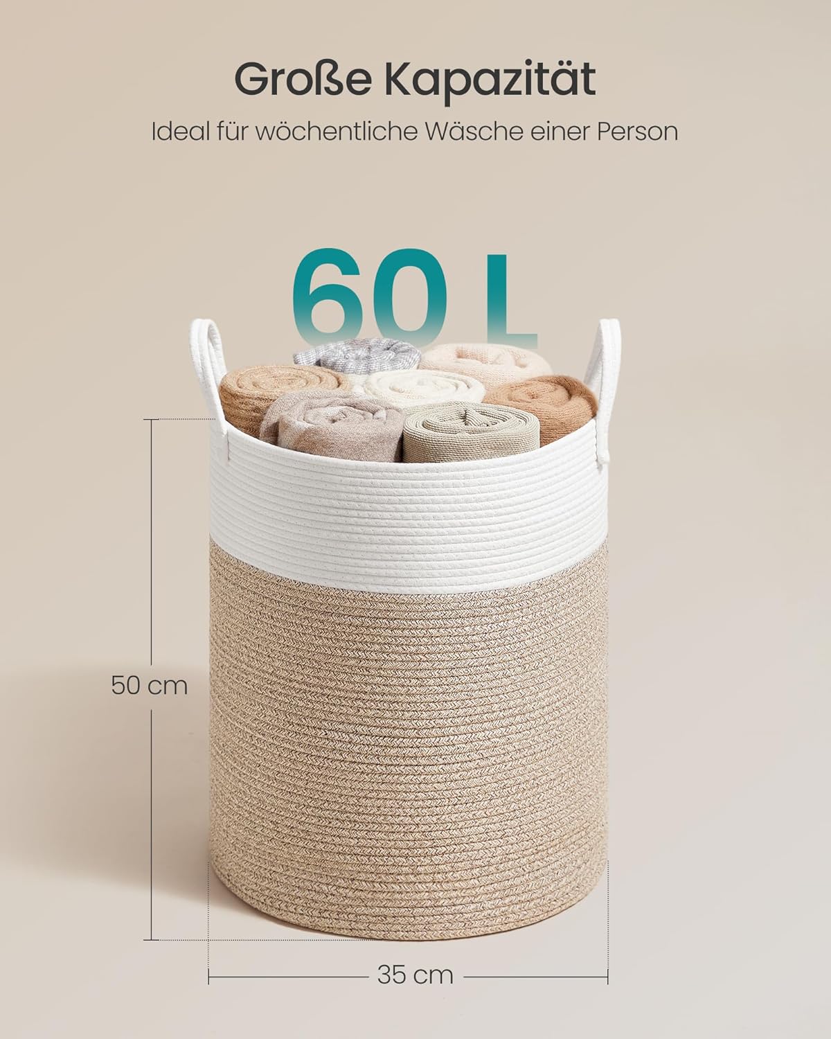 Wäschesammler mit Henkel, 60 L