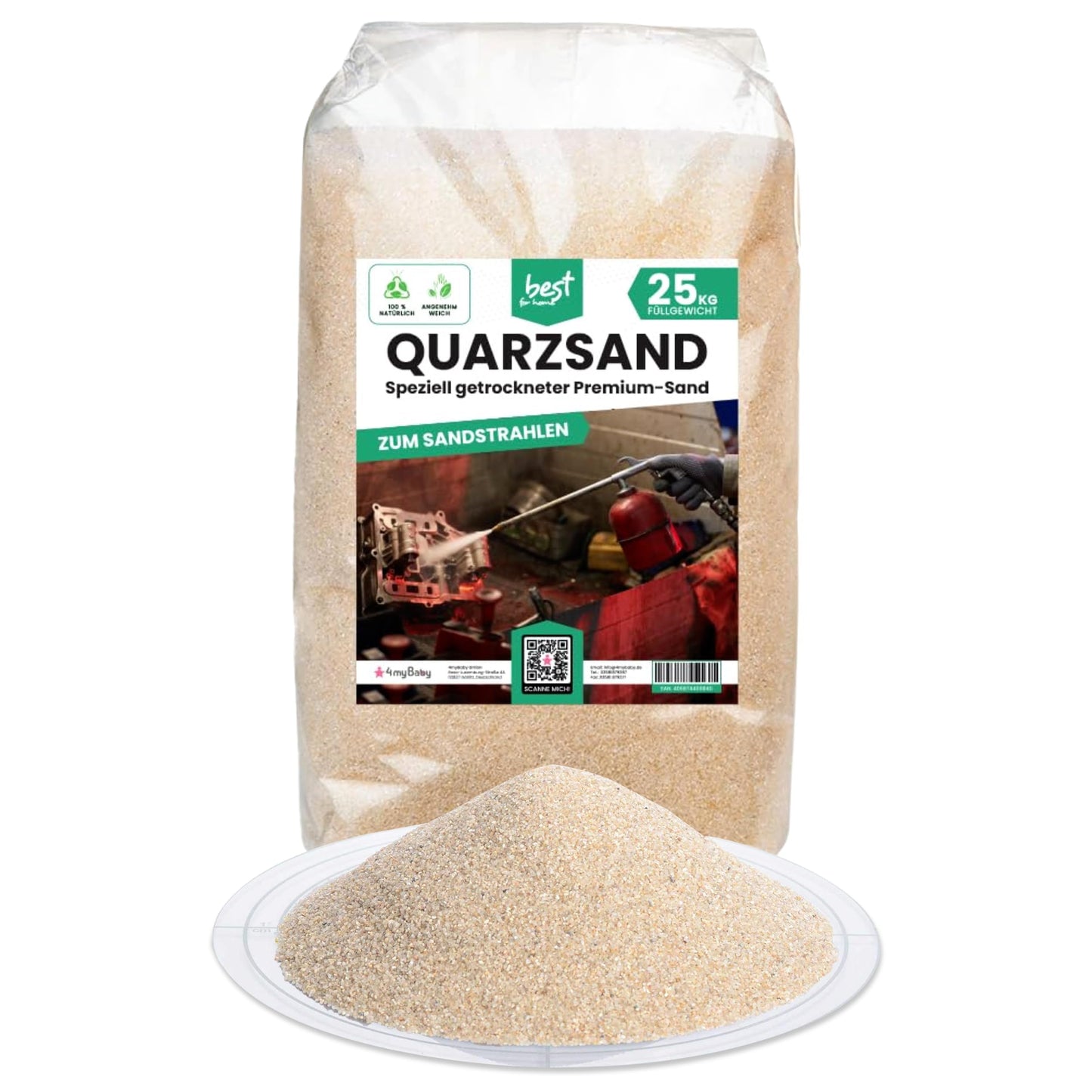 Sandstrahlgranulat Quarzsand 25kg (0,1-0,4 mm), 0,1-0,4
