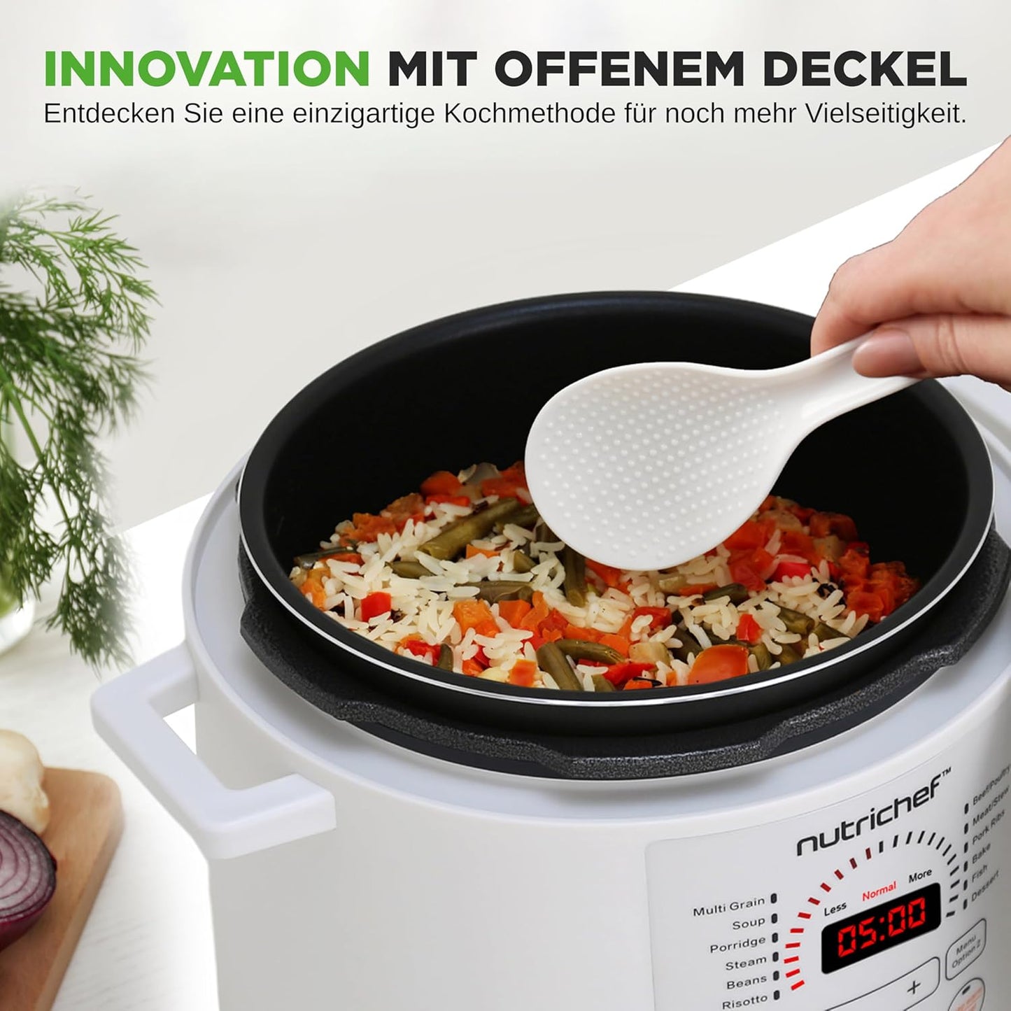 Multikocher mit 12 Programmen und LCD-Display, Weiss