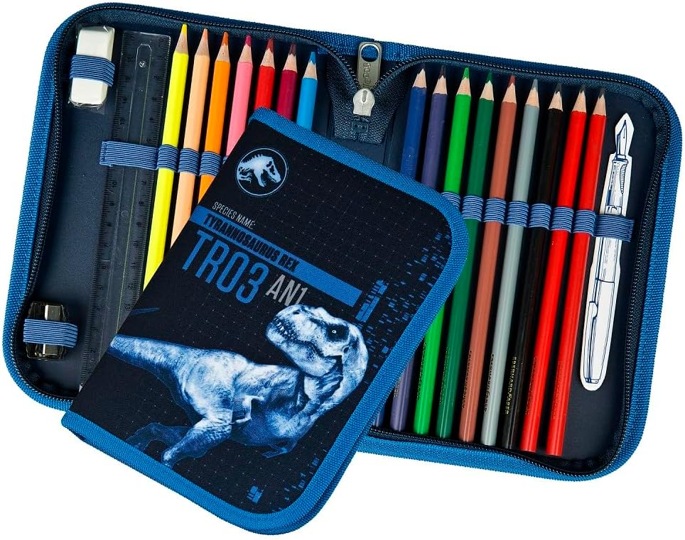 10-teiliges Schulranzen-Set, Jurassic World Dinosaurier Dunkelblau 10-teiliges Set mit Schultüte
