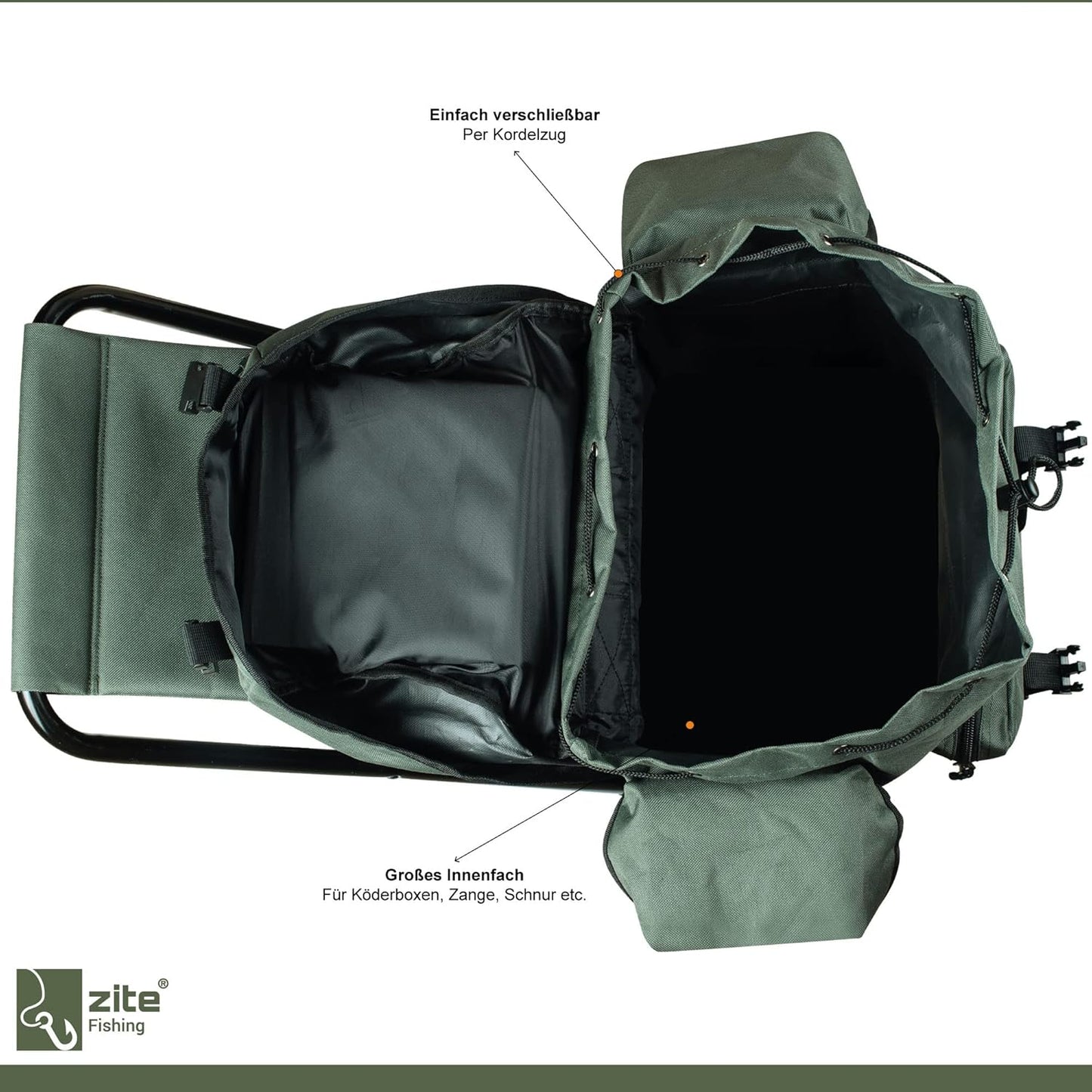 Angelrucksack mit Stuhl