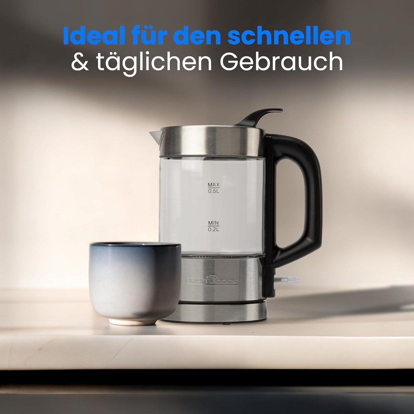 PC-WKS 1228 G - Mini Wasserkocher, 0.5 Liter