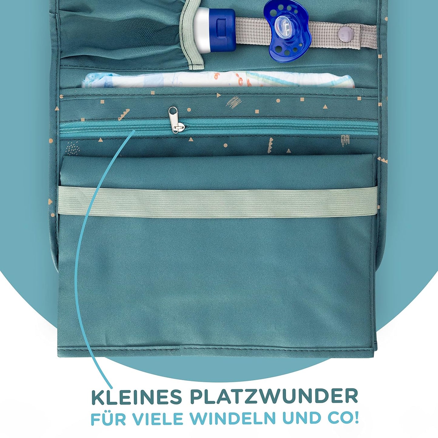 Windeltasche mit Wickelunterlage für unterwegs, Grün-blau S