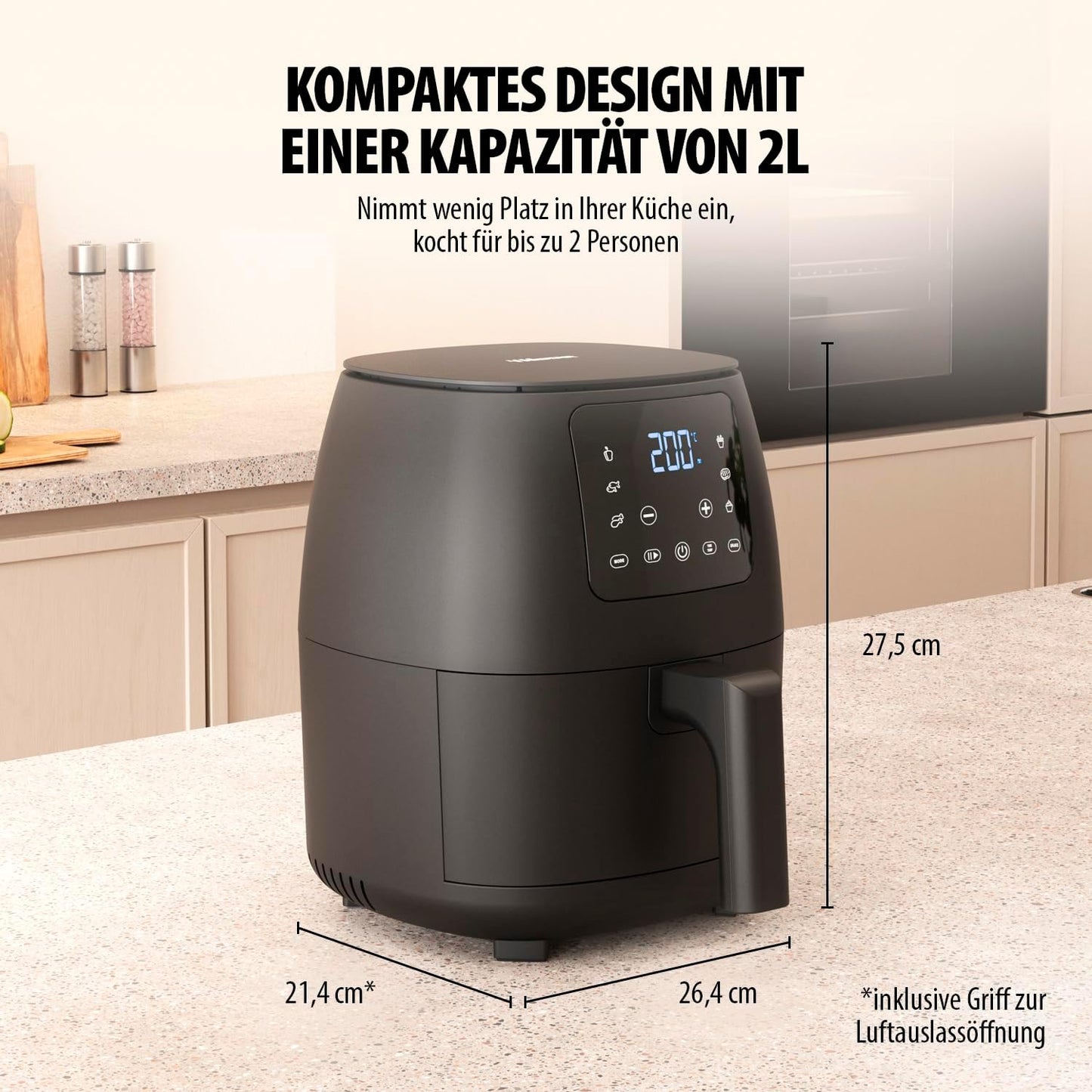 Mini-Digital-Heissluftfritteuse, 2L
