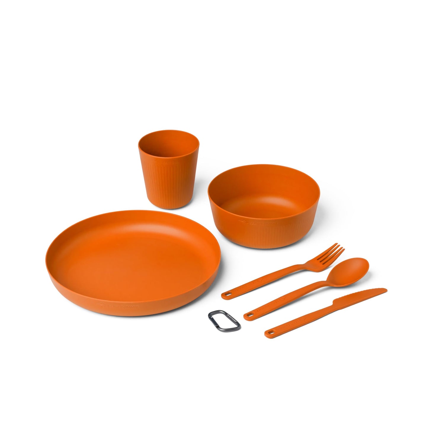 Camp Dinnerware Set with Mesh Sack, Burnt Orange
