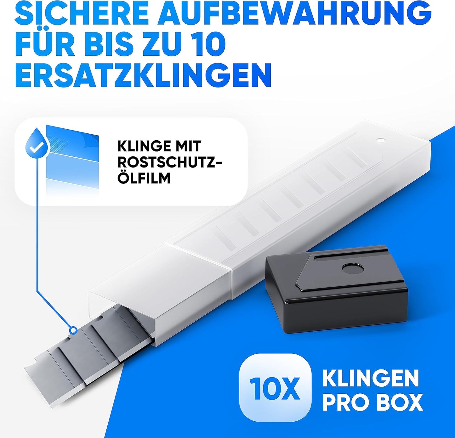 5 Teppichmesser mit 50 Klingen, 5 Messer + 50 Klingen