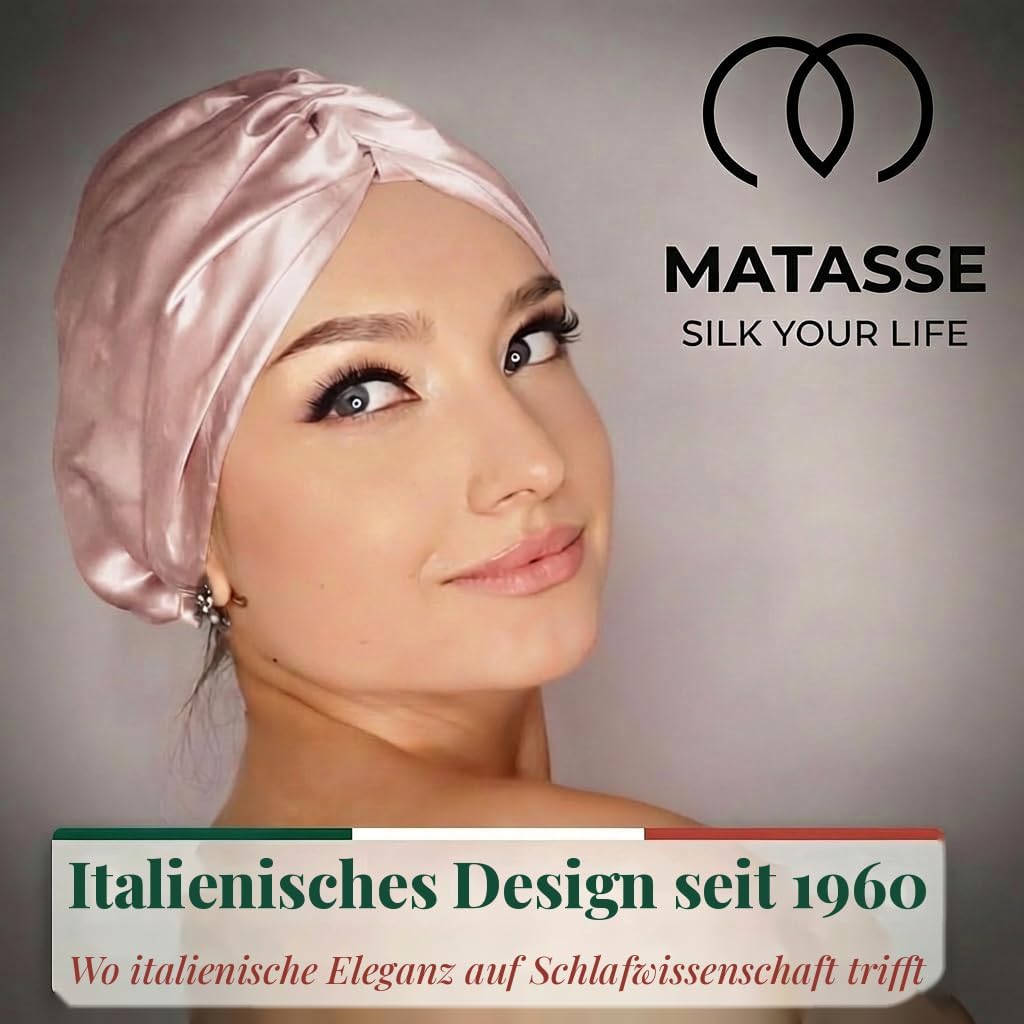 Seiden-Schlafhaube, verstellbar, Rosa