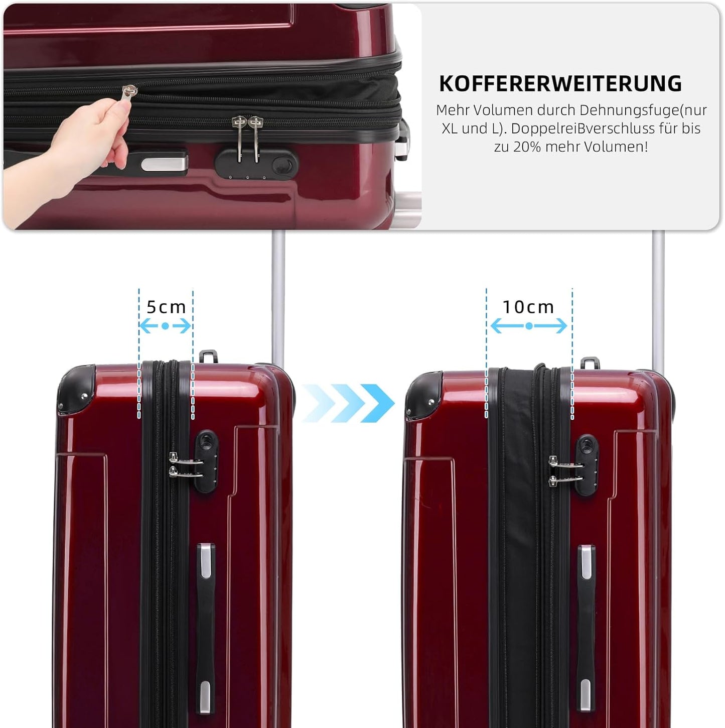 Hartschalen-Handgepäckkoffer, Rot / Handgepäck 55cm-40L