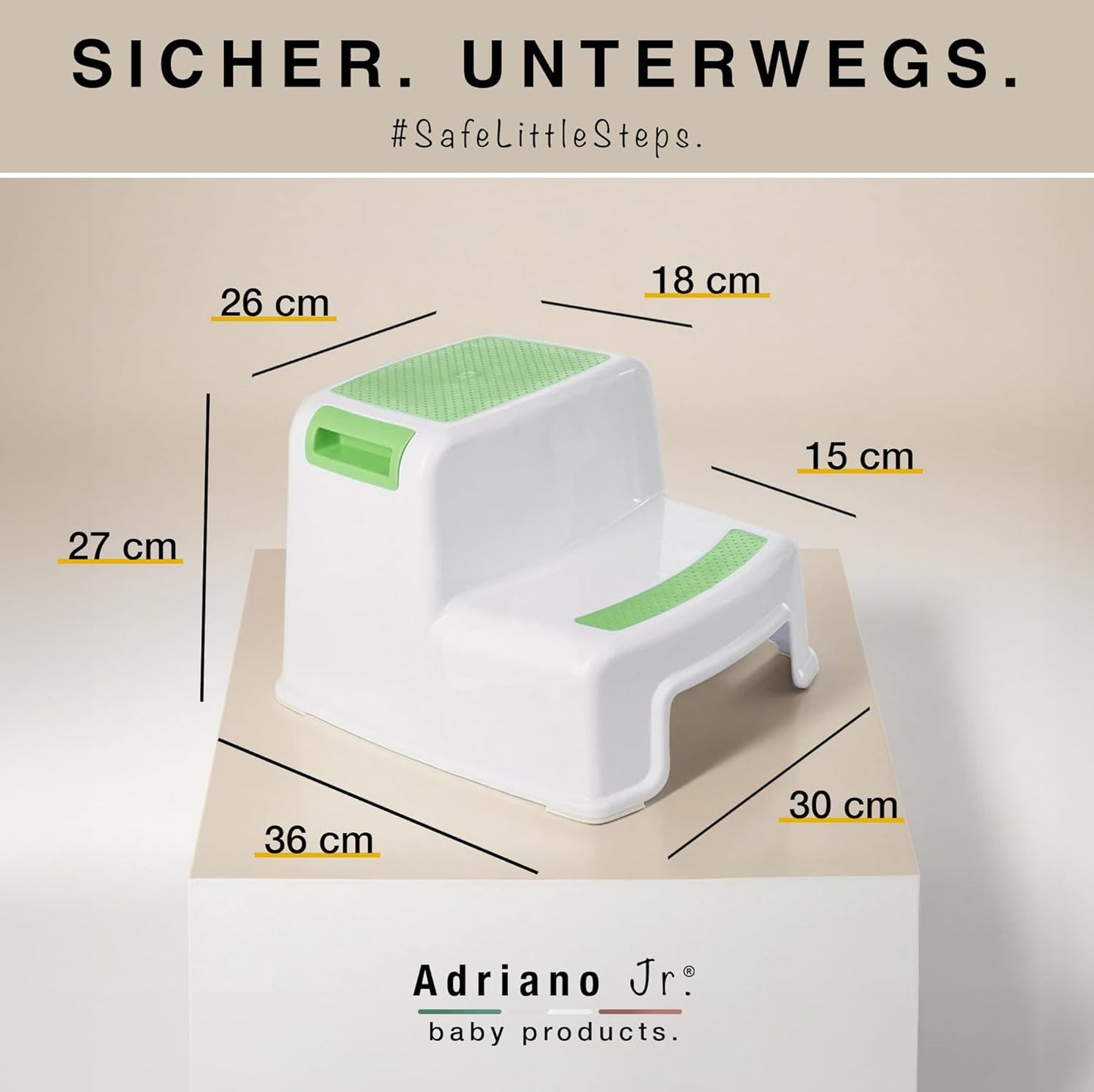 2-stufiger Tritthocker für Kinder und Erwachsene, Grün