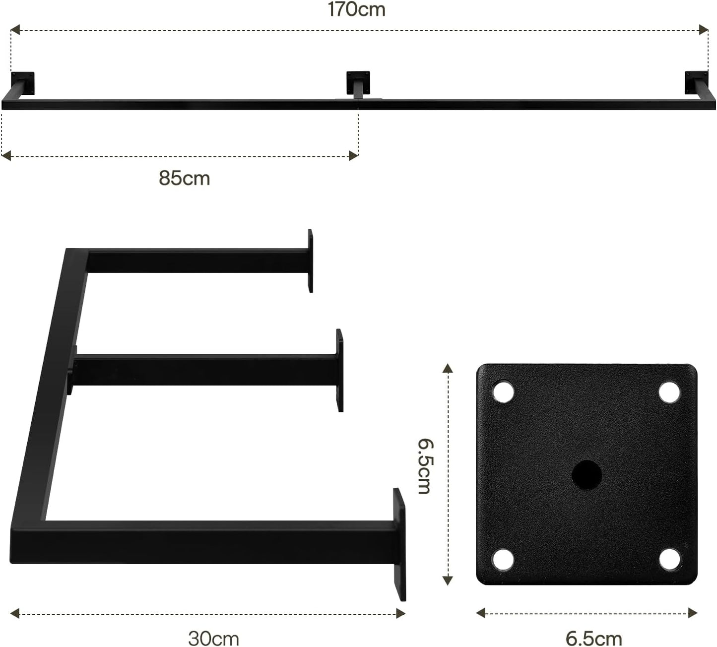 Kleiderstange Industrial Design, Schwarz 170 cm
