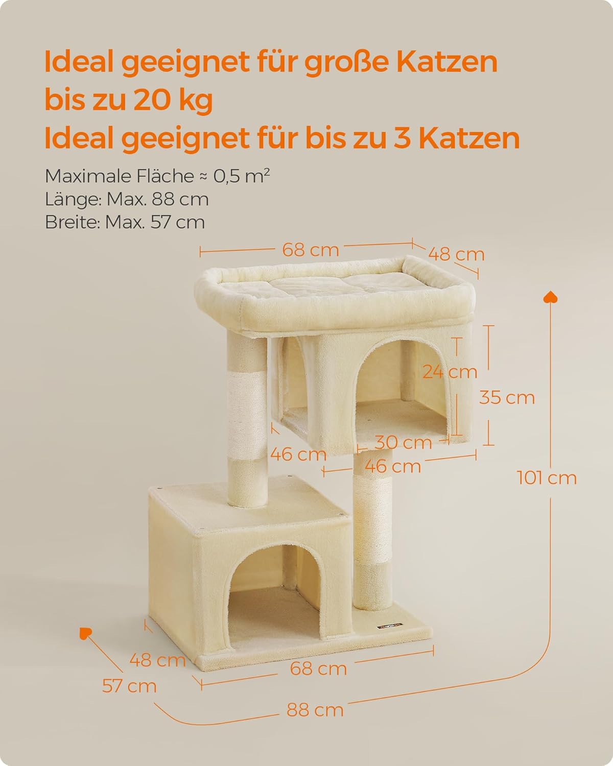 Kratzbaum PCT614M01, Beige XL (68 x 48 x 101 cm)