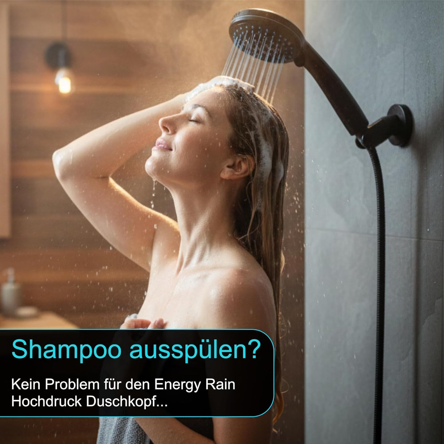 Duschkopf Energy Rain 9, wassersparend, Schwarz - Duschkopf Wassersparend