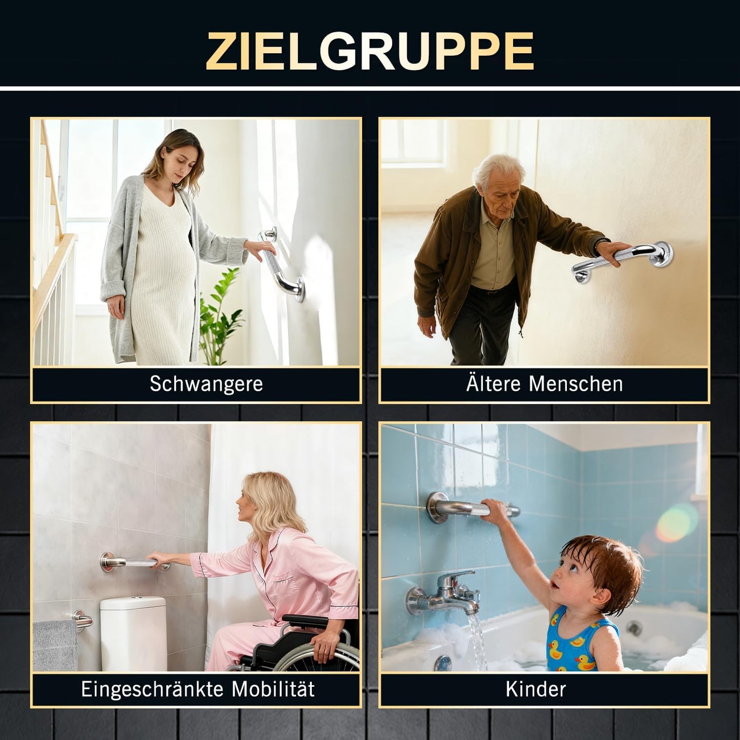 Rutschfester Badezimmer-Haltegriff, 30 cm