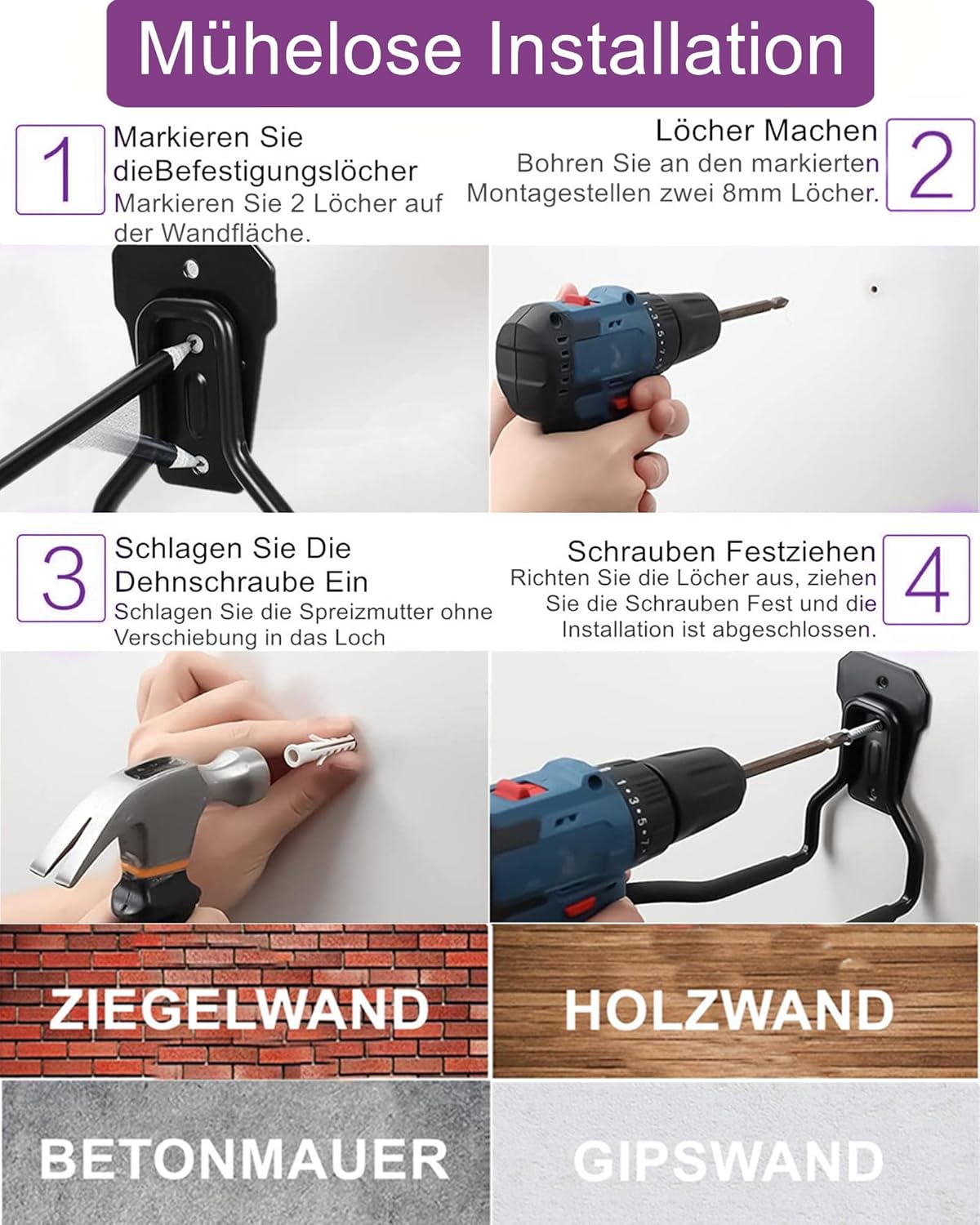 2 Stück Wandhalterungen für Motorsensen