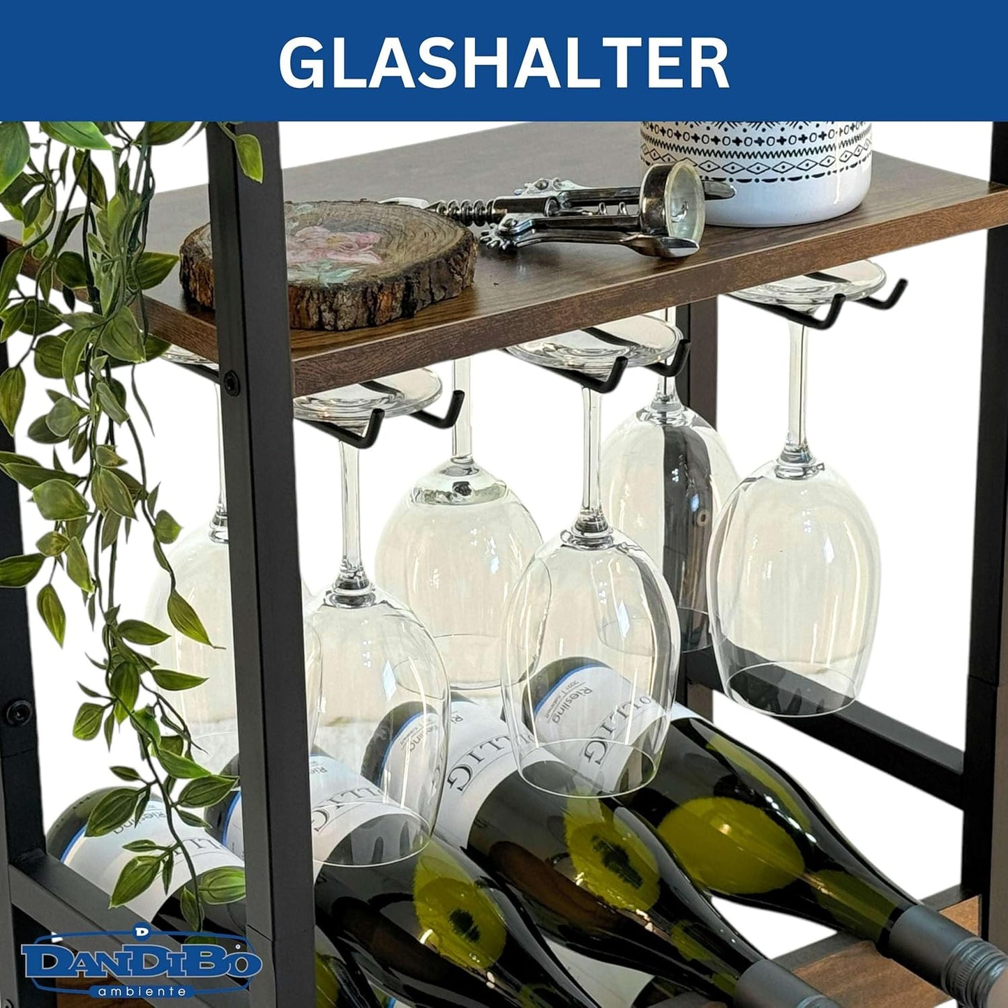 Weinregal mit Glashalter