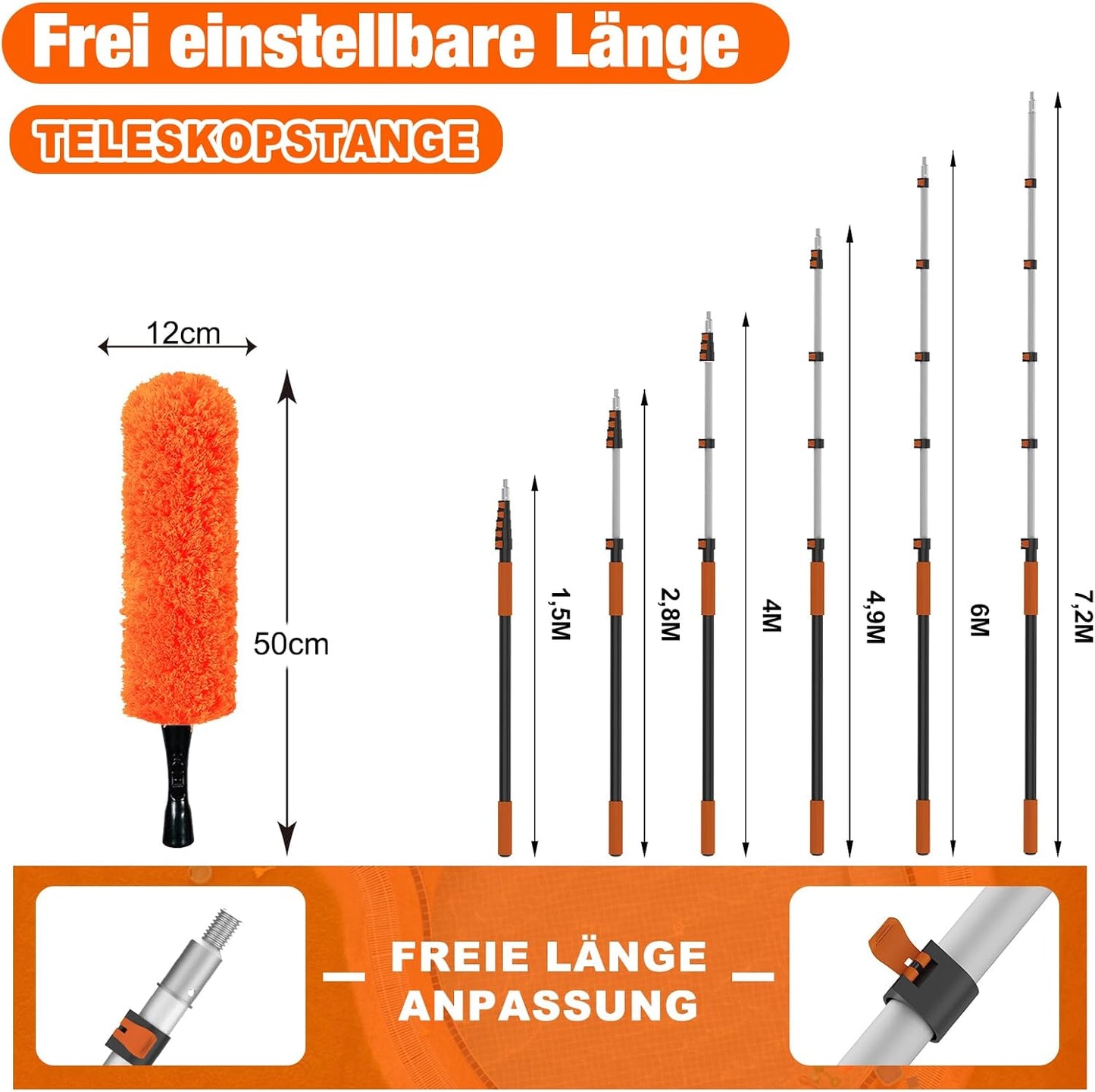 Teleskop-Staubwedel, 7,2m
