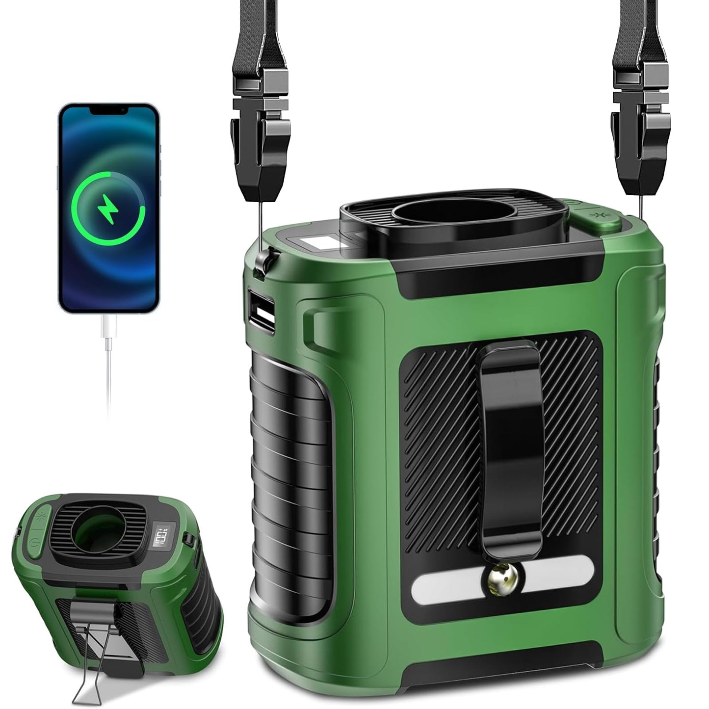 Tragbarer USB-Clip-Ventilator, Grün