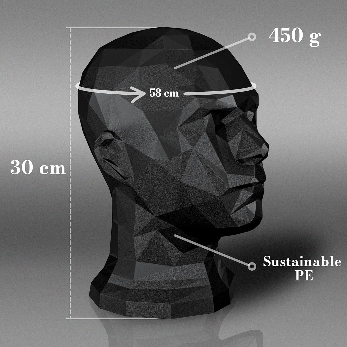 Deko-Mannequin Kopf für Helme und Brillen, Schwarz