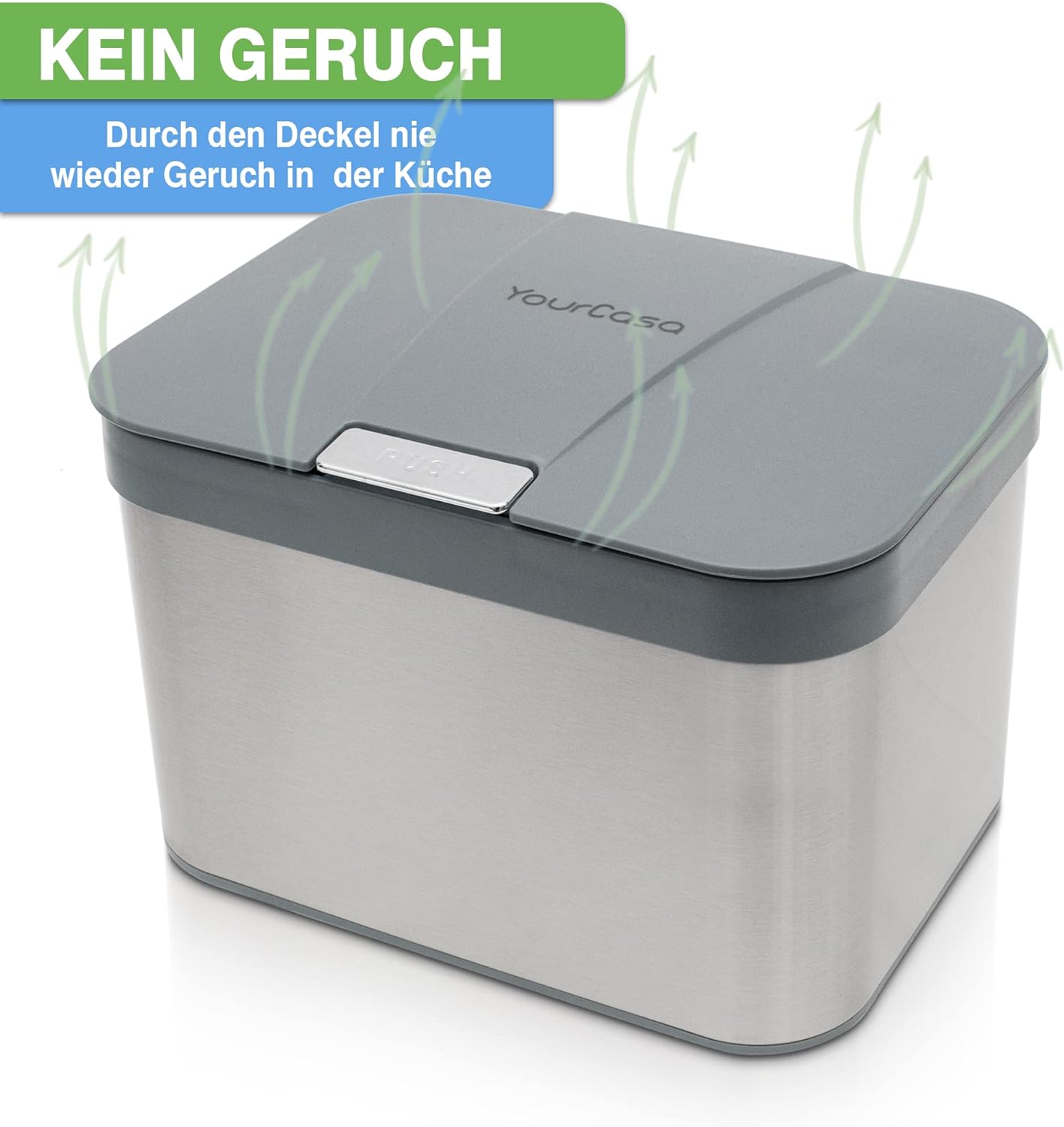 Geruchsdichter Biomülleimer mit Inneneinsatz, Grau
