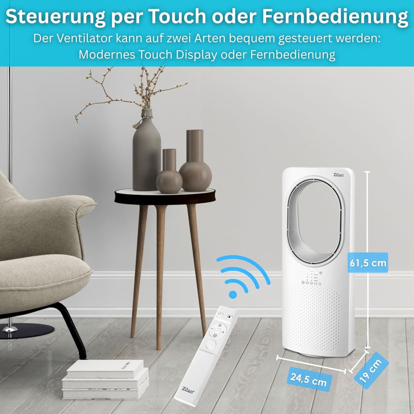 Turmventilator mit Fernbedienung und Kühlung