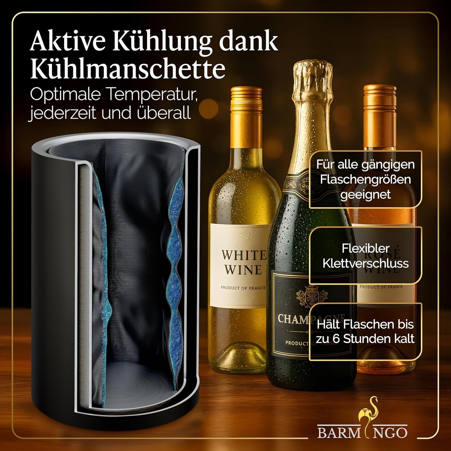 Edelstahl Weinkühler, Schwarz-matt