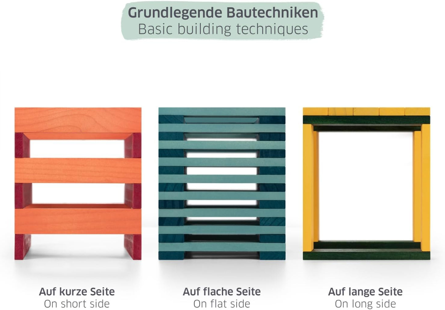Holzbausteine-Set, Bunt 90 Steine