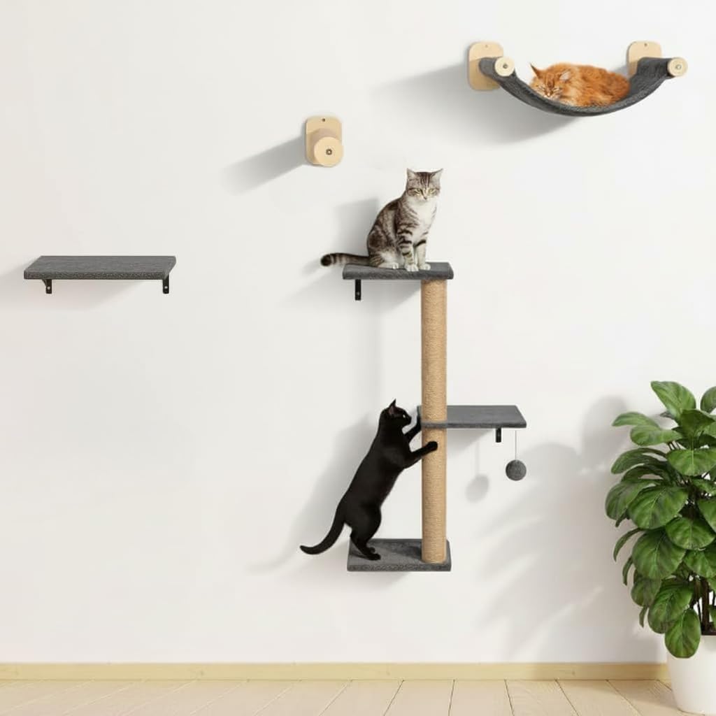 Kletterwand mit Kratzbaum Set, Komplettset (8-teilig)