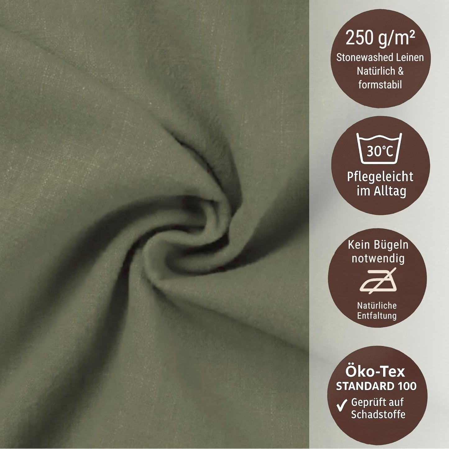 Stoffservietten-Set aus Leinen, Khaki