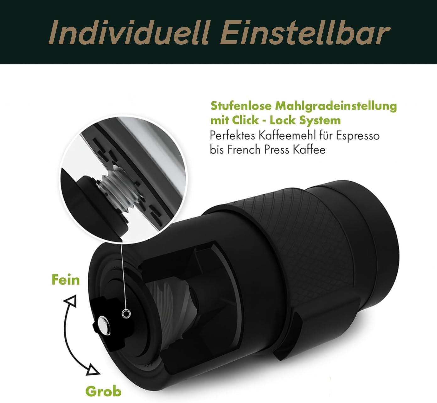 Manuelle Kaffeemühle, Schwarz