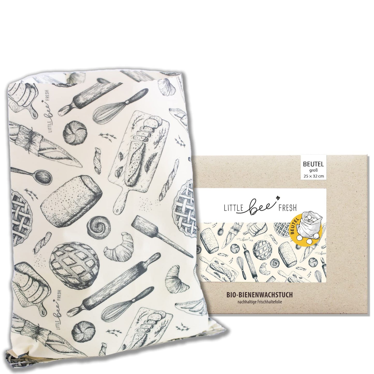 Bio-Bienenwachstuch Brotbeutel, Xl Brotbeutel