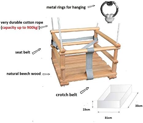 Kinderschaukel aus Holz, Natural/ Grün