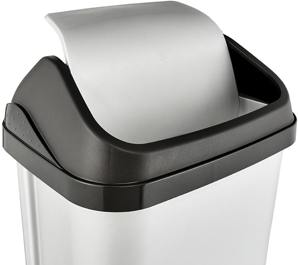 Mülleimer Swantje mit Schwingdeckel, Hell-Silber 25 L