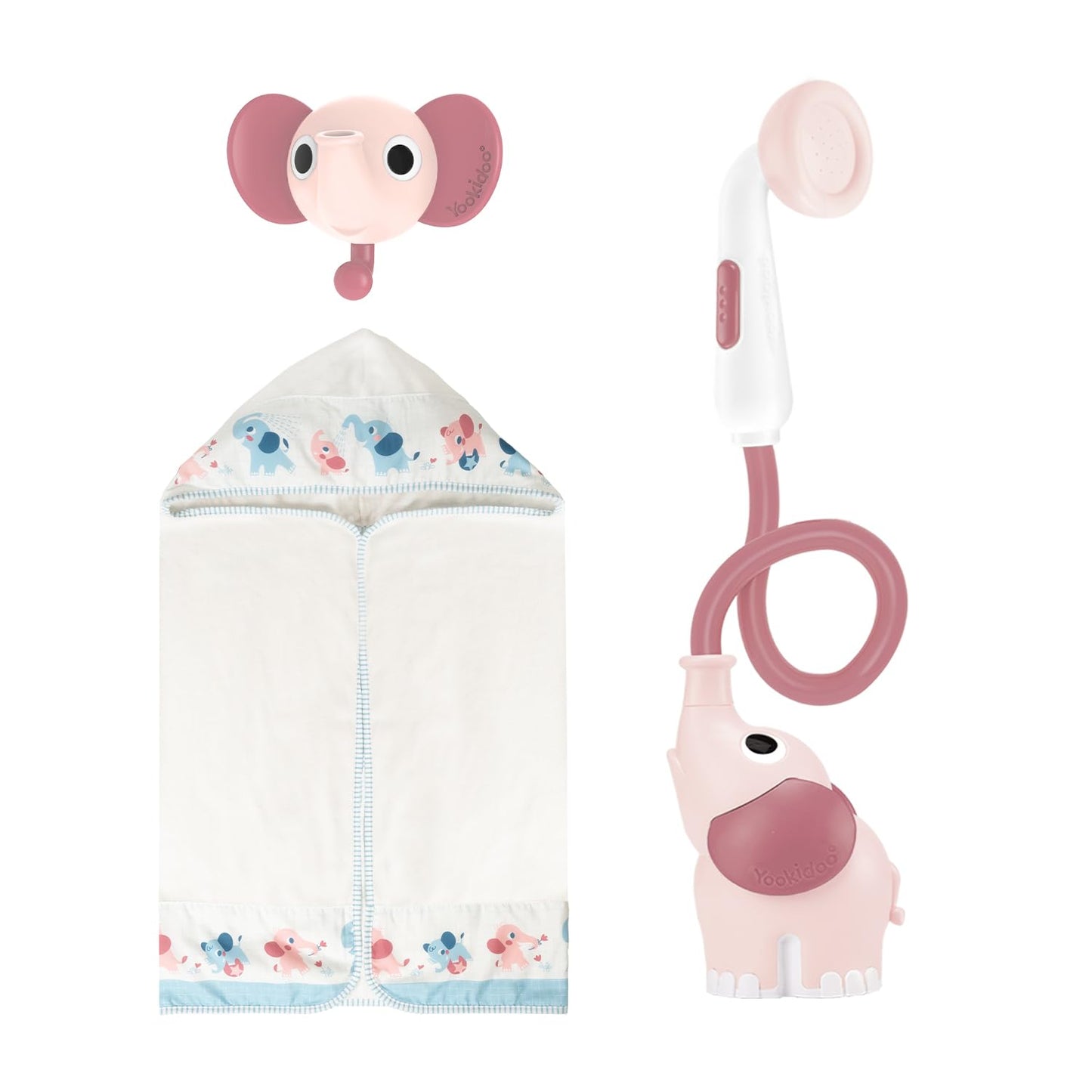 Duschkopf für Baby-Badewanne mit Elefanten-Wasserpumpe, Zartrosa