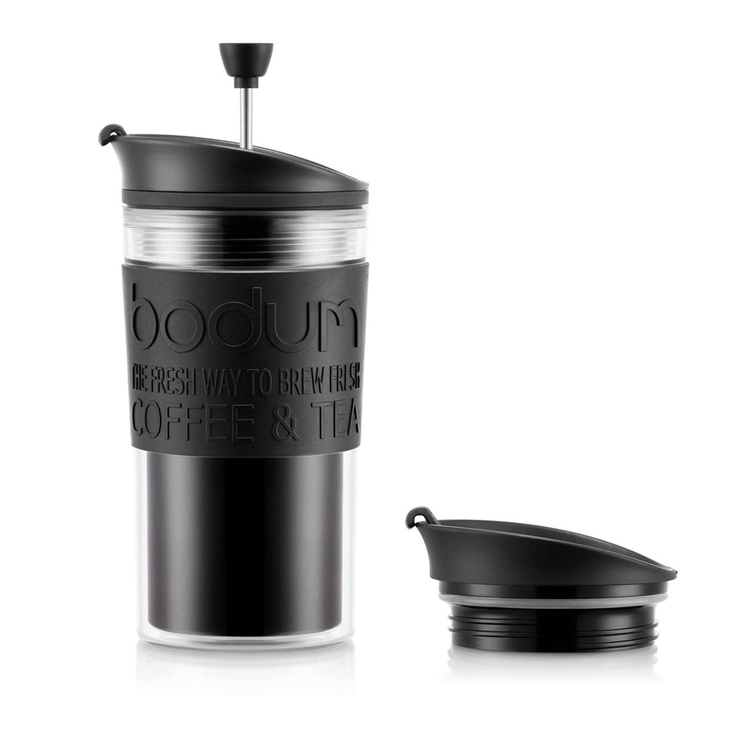 Travel Press Kaffeebereiter-Set mit Trinkaufsatz, Schwarz 350 ml
