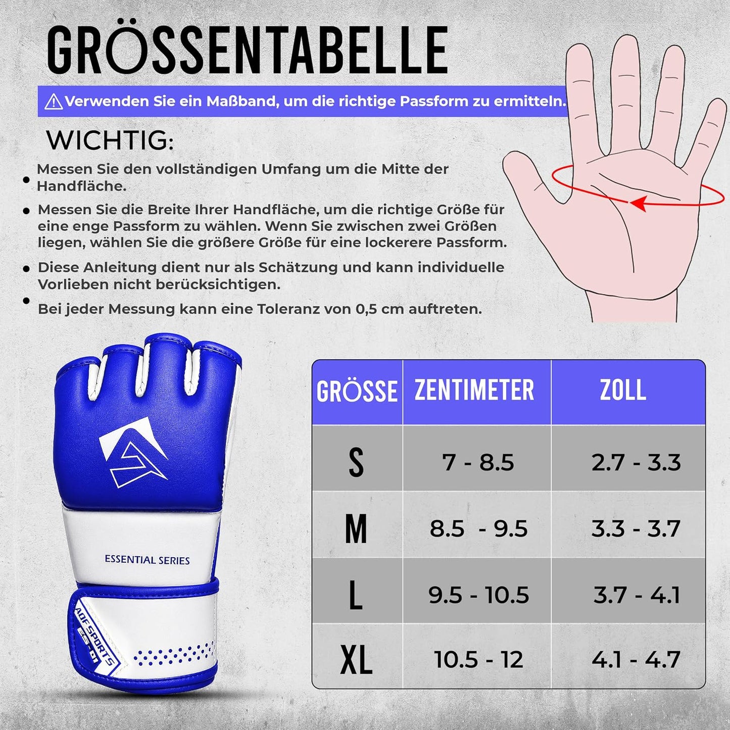 MMA Handschuhe für Training und Sparring, Blau M